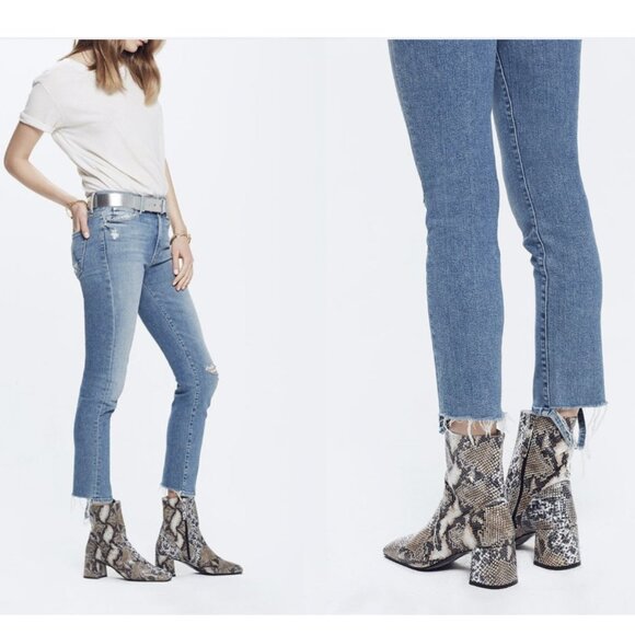 MOTHER Womens High Waisted Rascal Ankle Jeans 31 Love Gun Distressed Fra… - Picture 2 of 16